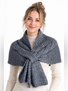Women's Grey Knit Scarf Wrap